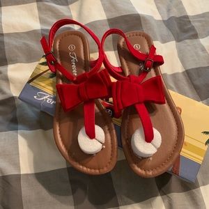 Red Sandals with Bow